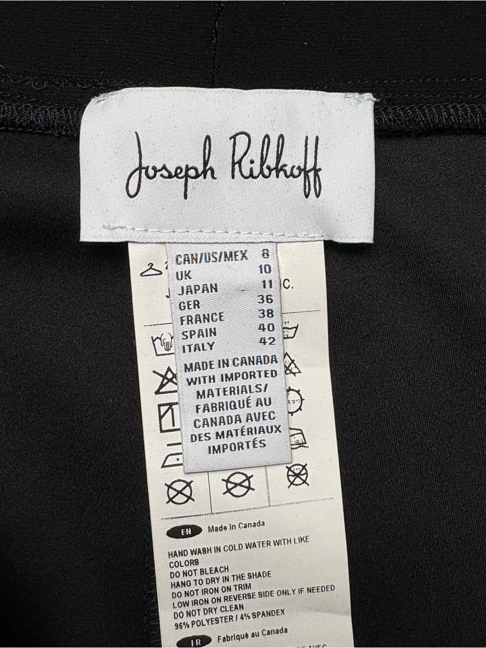 Joseph Ribkoff Eyelet Hem Stretch Knit Pants Black • US Size 8 • Style 222132 - Picture 11 of 12